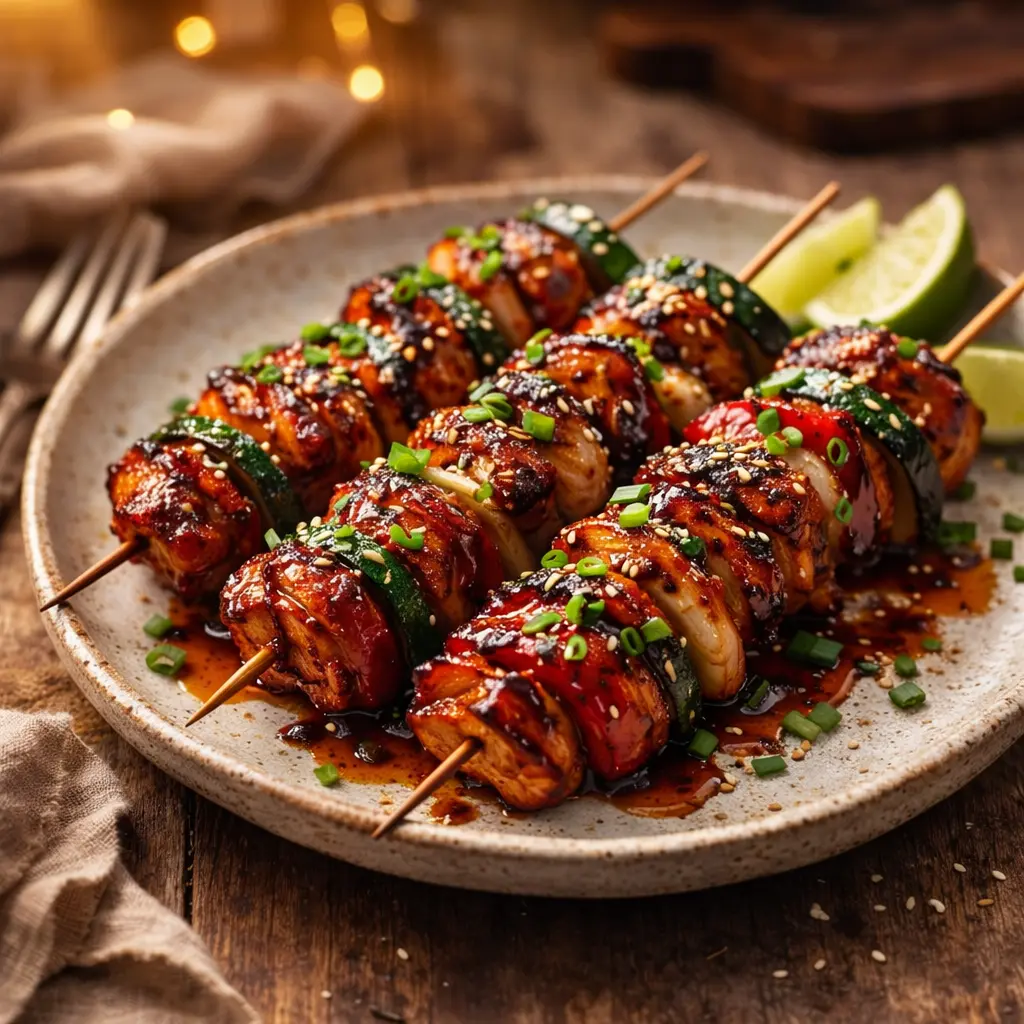 honey sriracha chicken kabobs final presentation