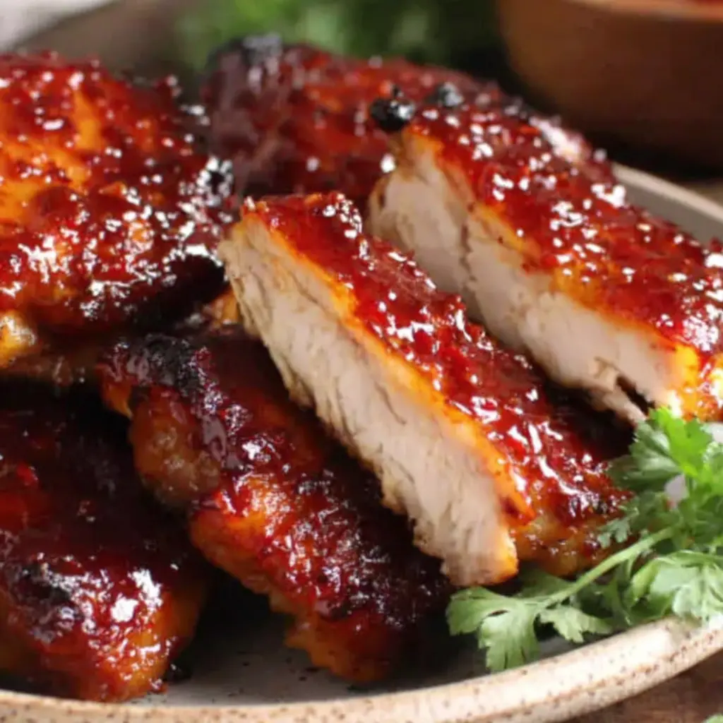 honey sriracha chicken thighs final presentation