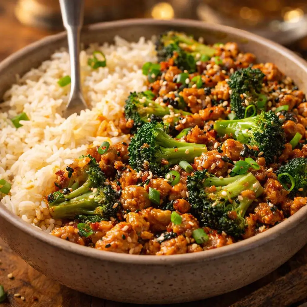 Love this best easy ground chicken and broccoli bowl recipe.