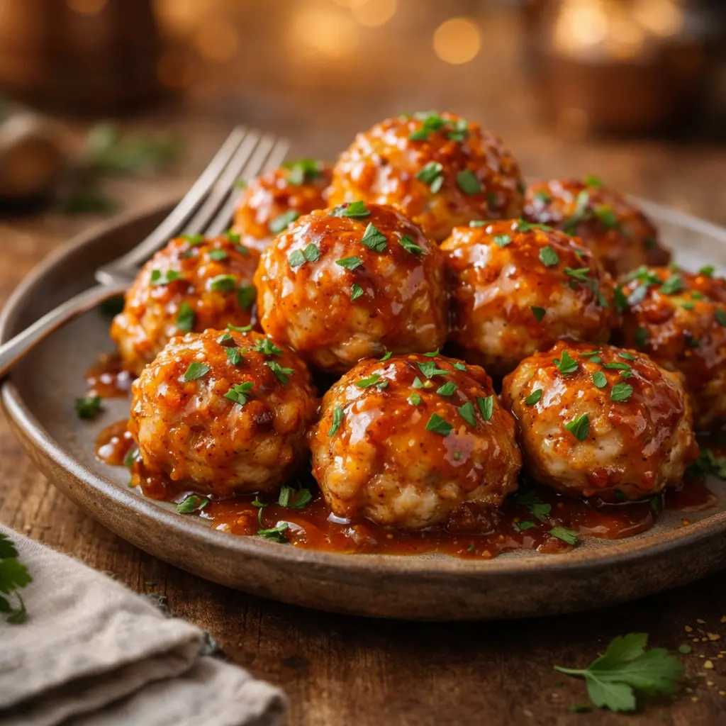 air fryer bang bang chicken meatballs final presentation
