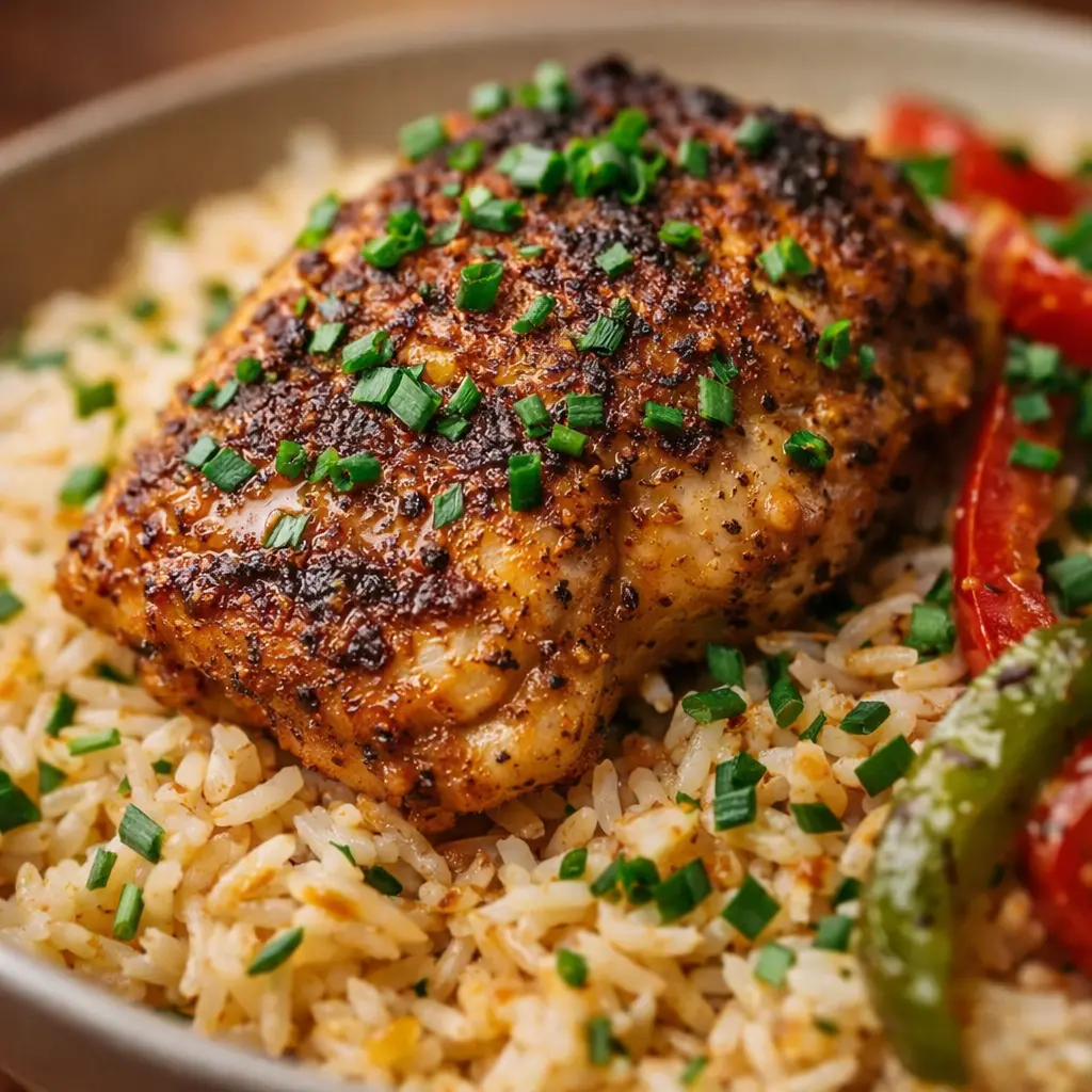 cajun chicken rice bowl recipe close up