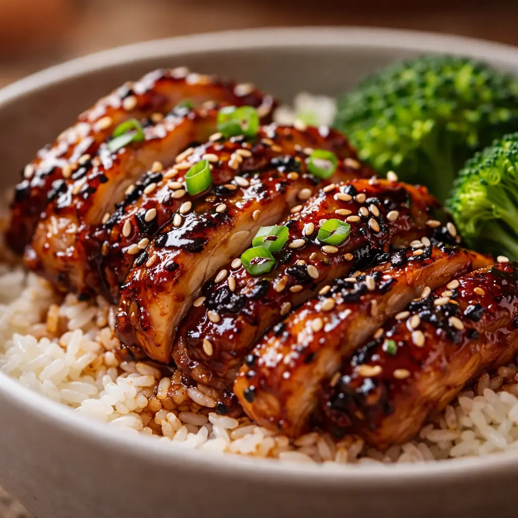 chinese chicken rice bowl recipe close up