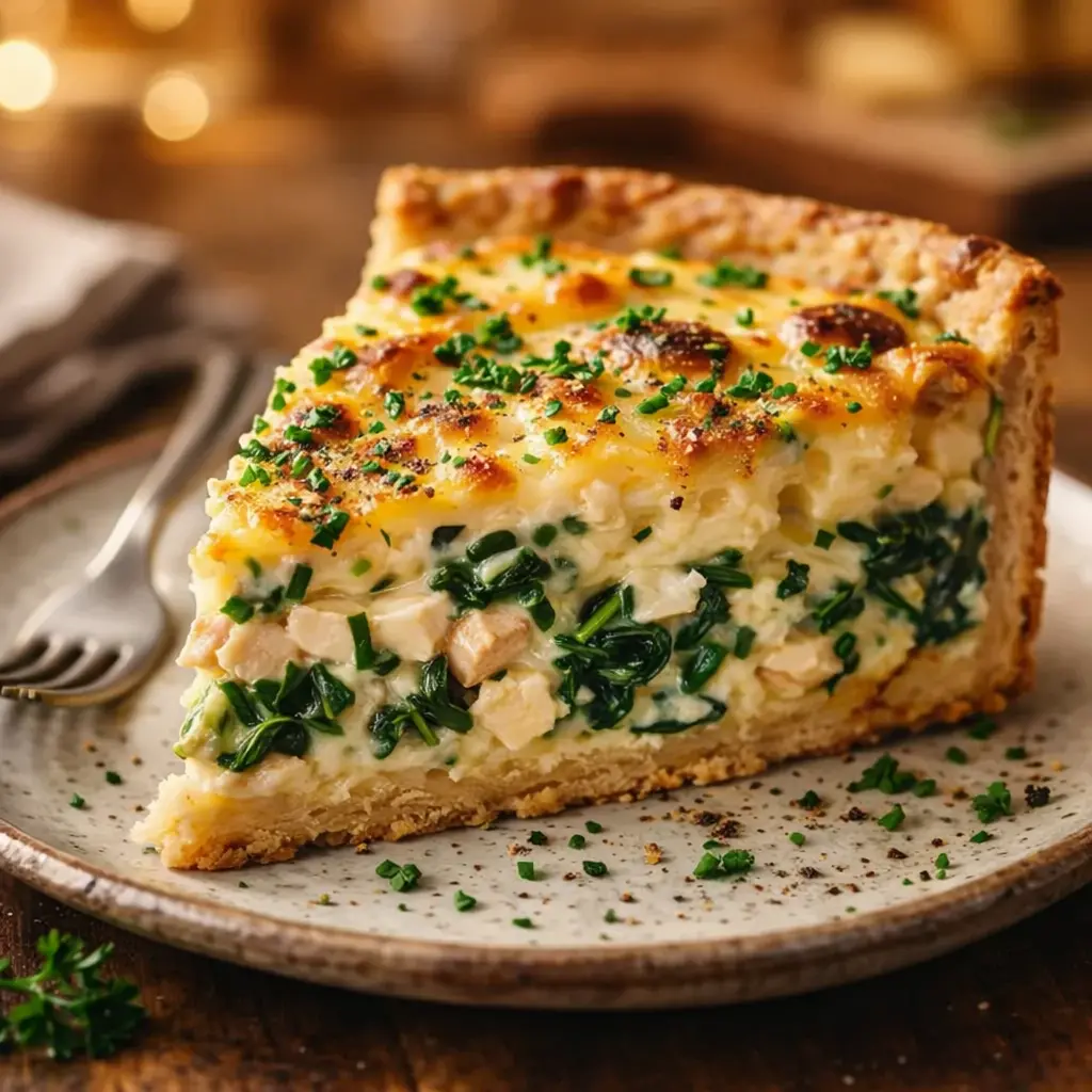 creamy chicken spinach quiche final presentation