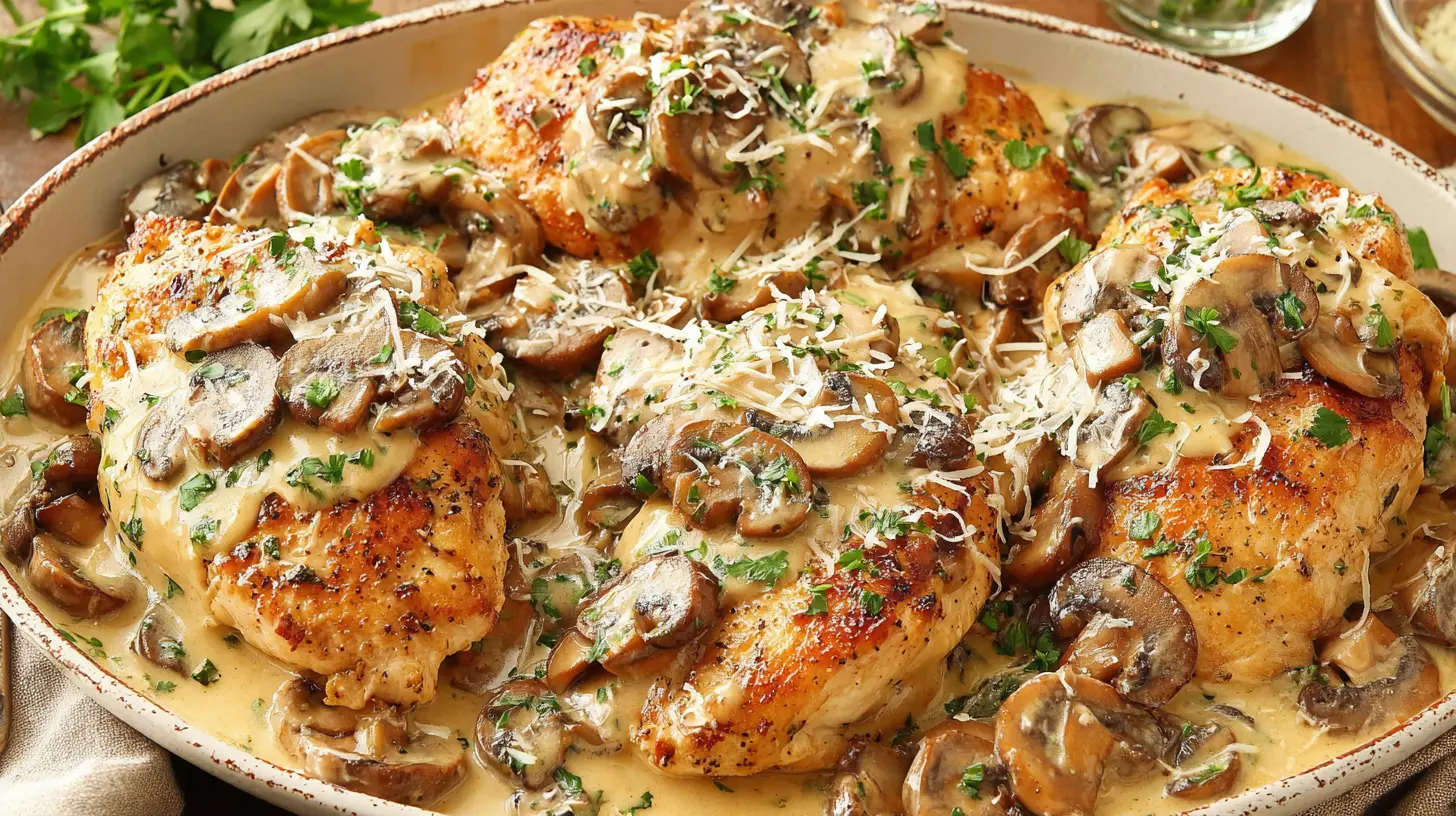 creamy garlic mushroom chicken recipe final presentation