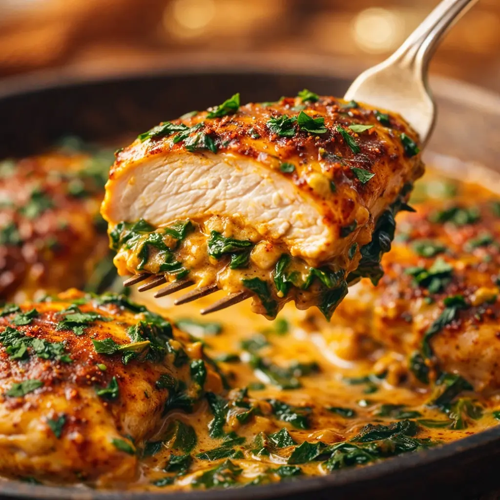 Simple Chicken & Spinach in Creamy Paprika Sauce