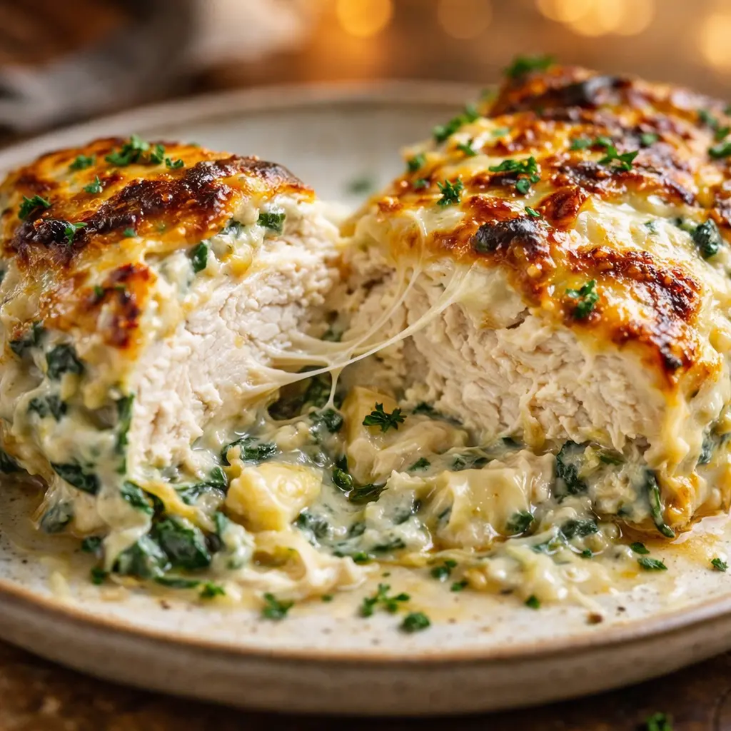 New creamy spinach artichoke chicken. Get happy.