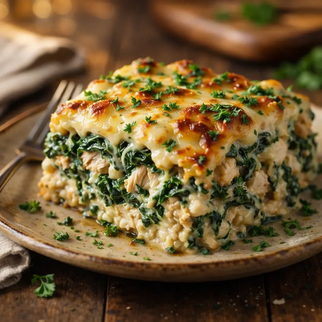 creamy spinach chicken casserole final presentation