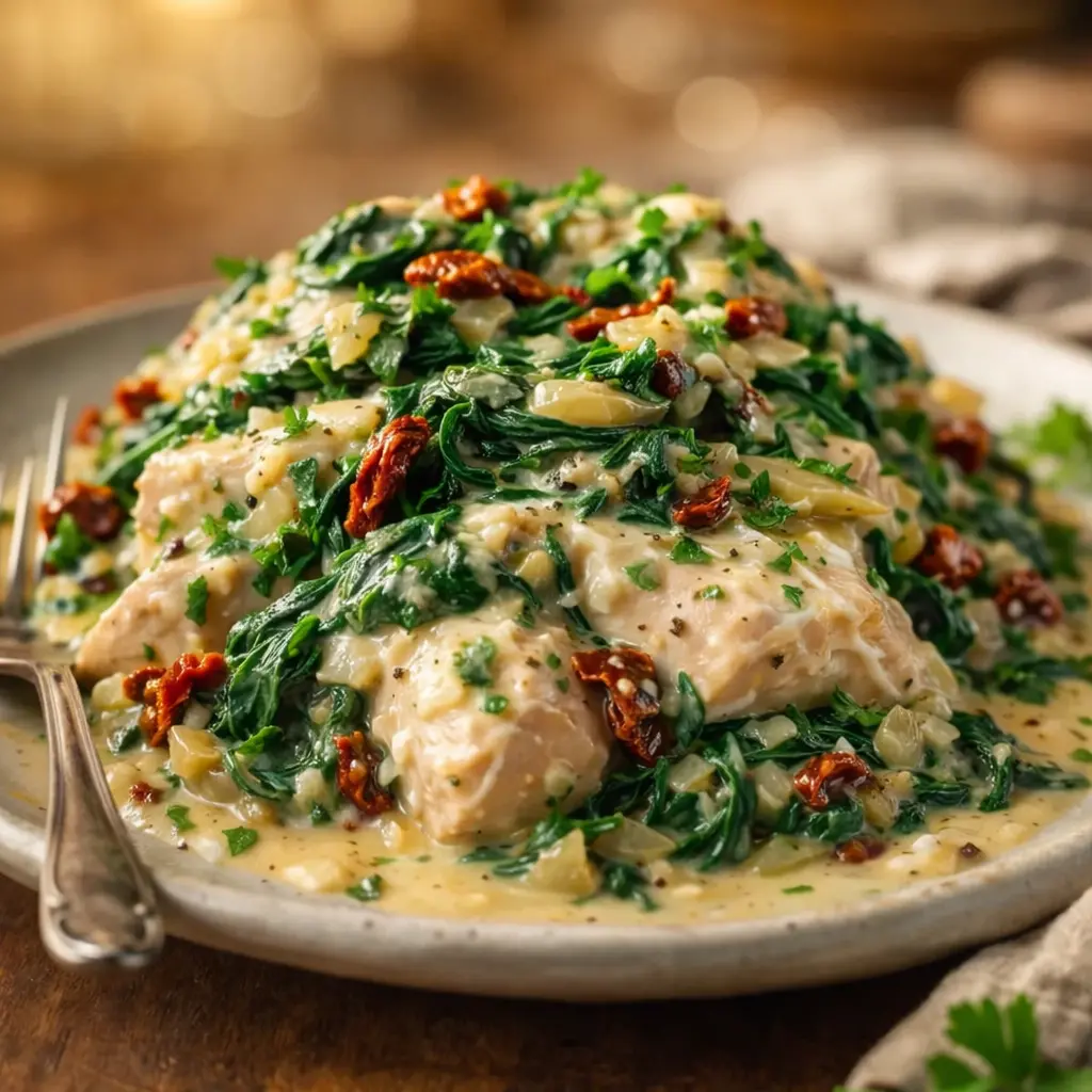 creamy spinach chicken dairy free final presentation