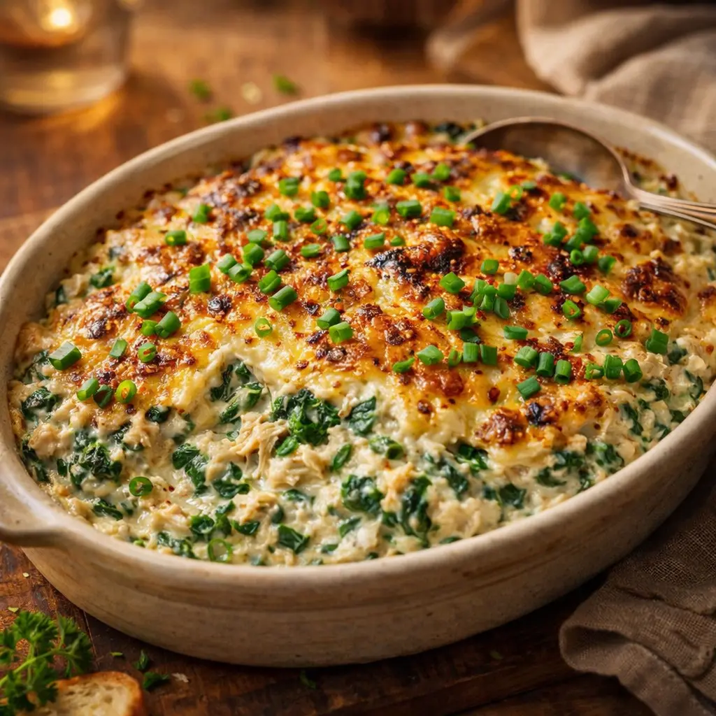 creamy spinach chicken dip final presentation