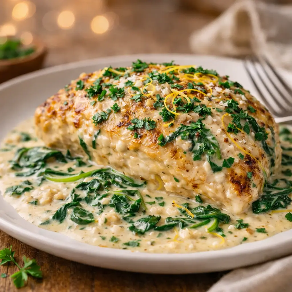 creamy spinach chicken florentine final presentation