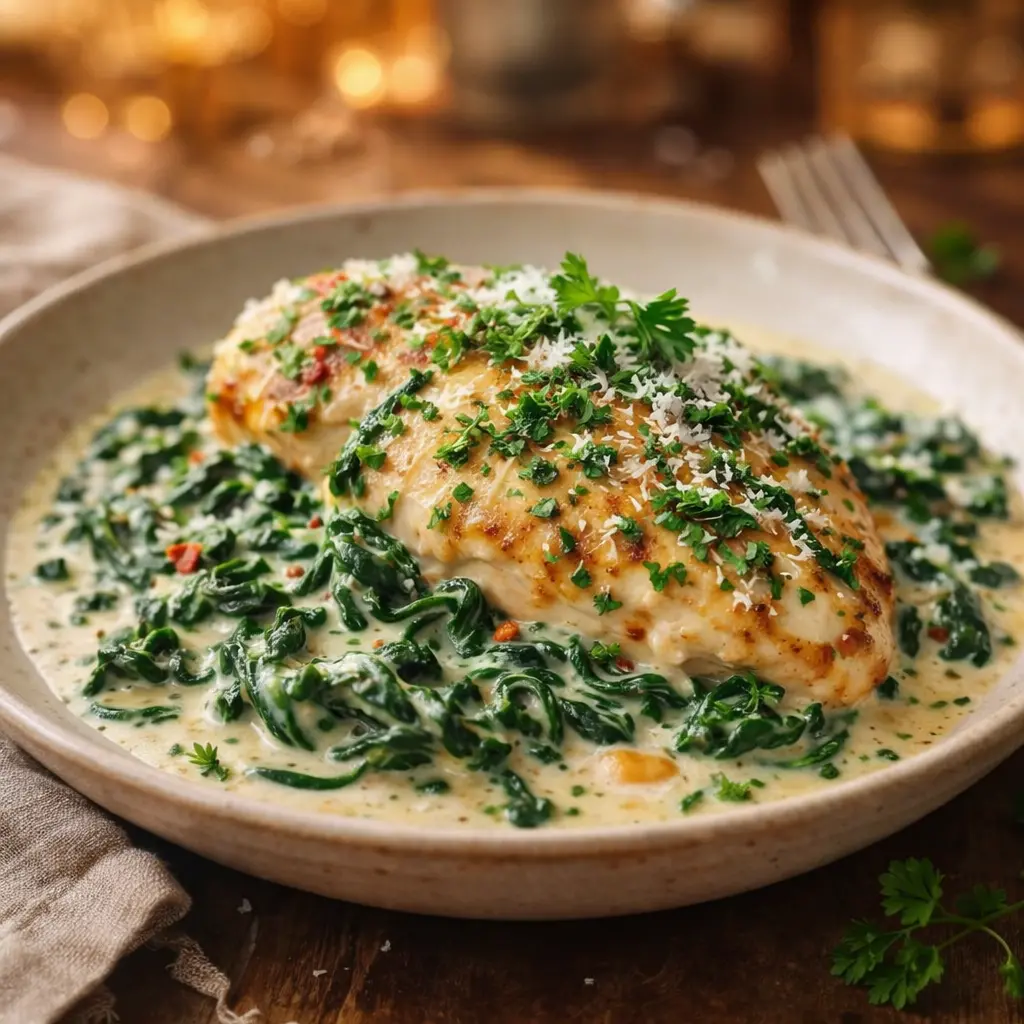 creamy spinach chicken instant pot final presentation