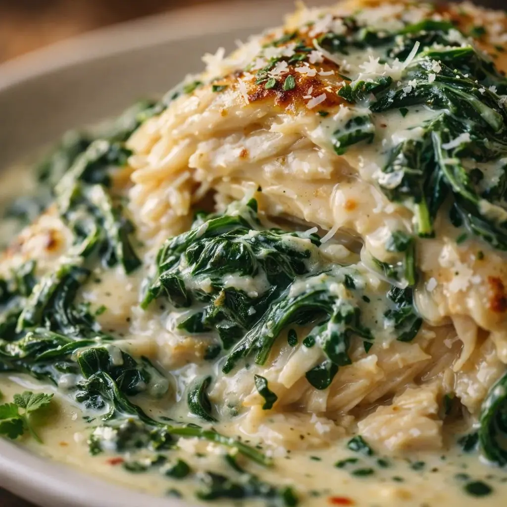 creamy spinach chicken instant pot close up