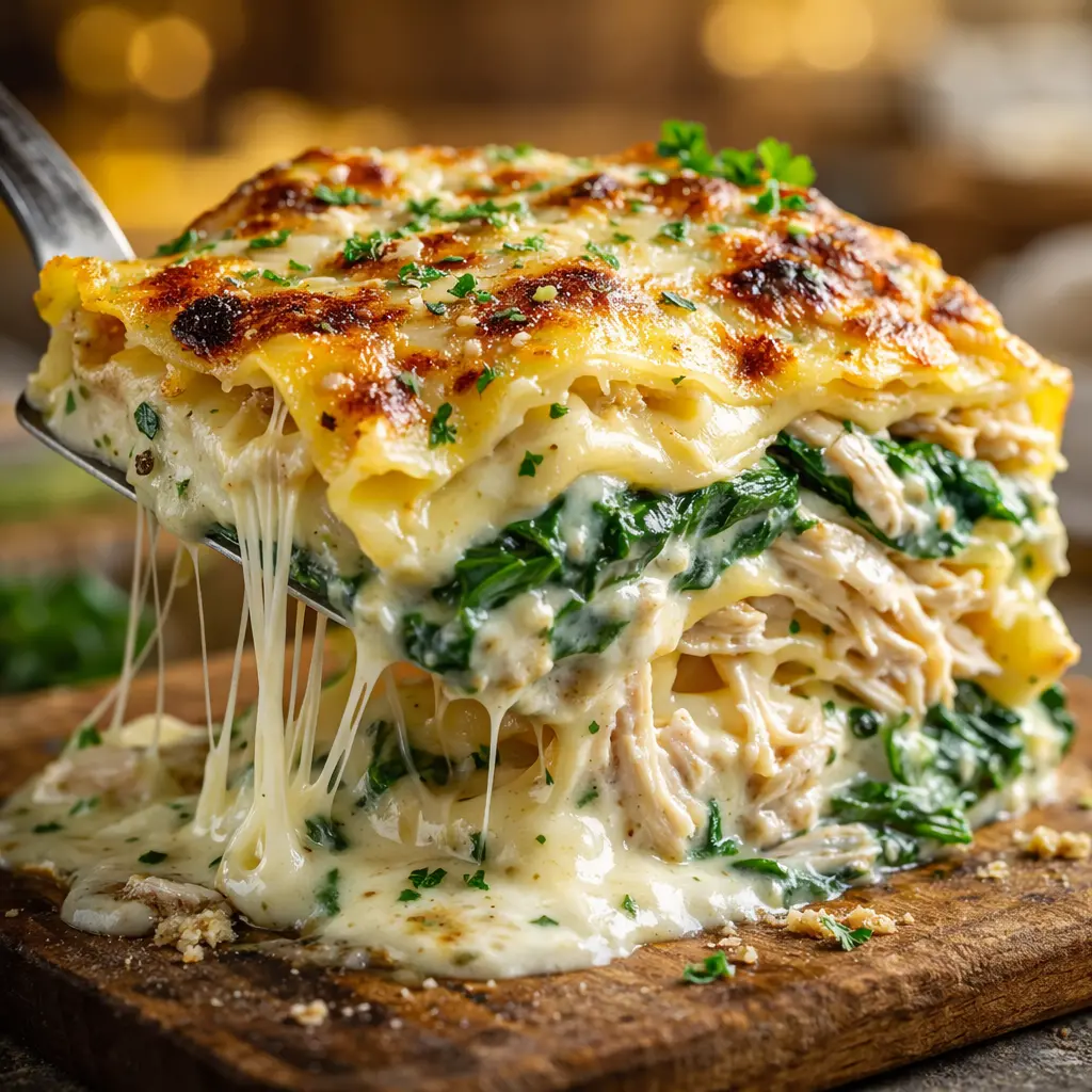 creamy spinach chicken lasagna