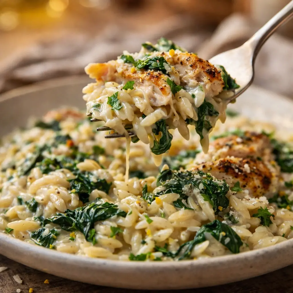 creamy spinach chicken orzo