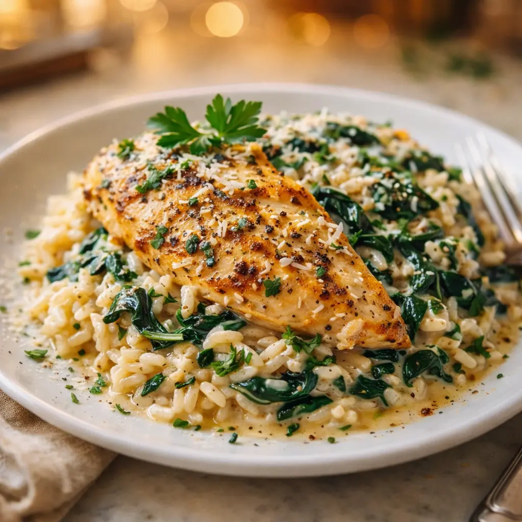 creamy spinach chicken rice final presentation