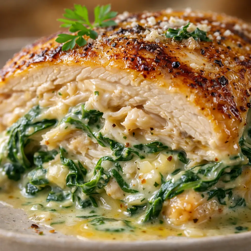 creamy spinach chicken thigh recipes close up