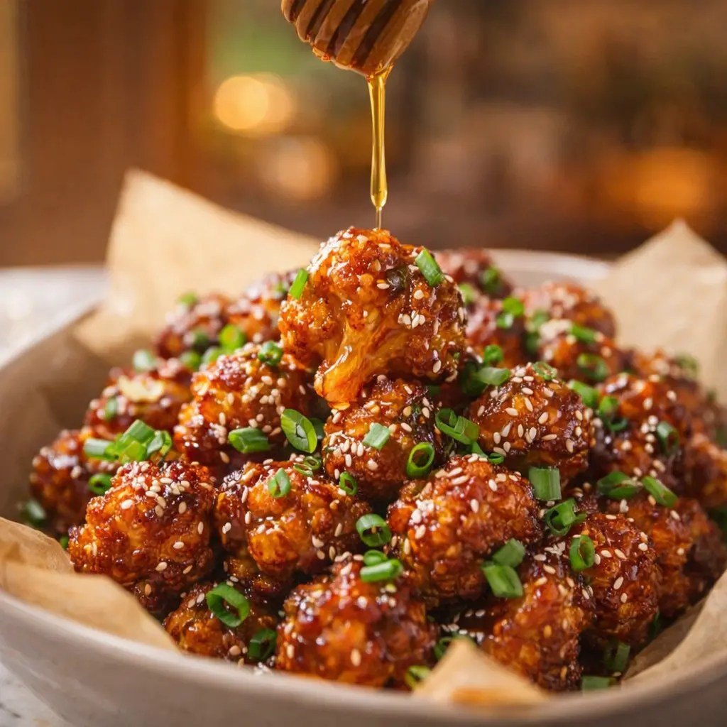 Easy air fryer hot honey cauliflower recipe to love.