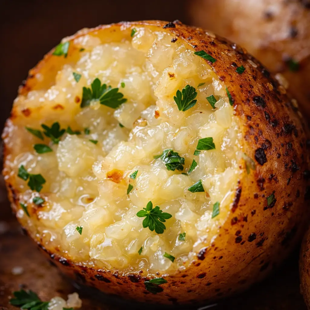 garlic roasted potatoes crock pot close up