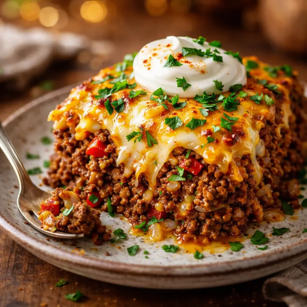 keto ground beef taco skillet final presentation