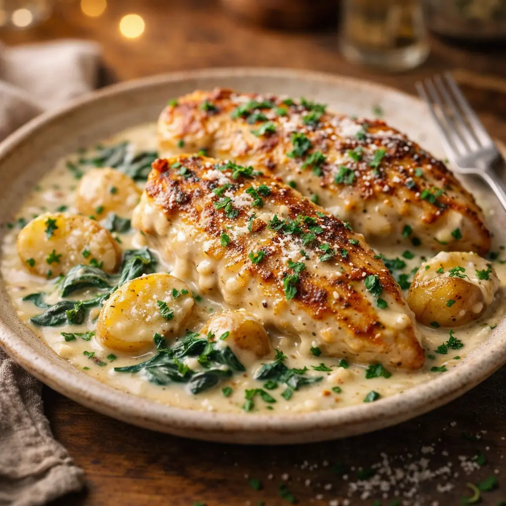 one pan creamy chicken final presentation