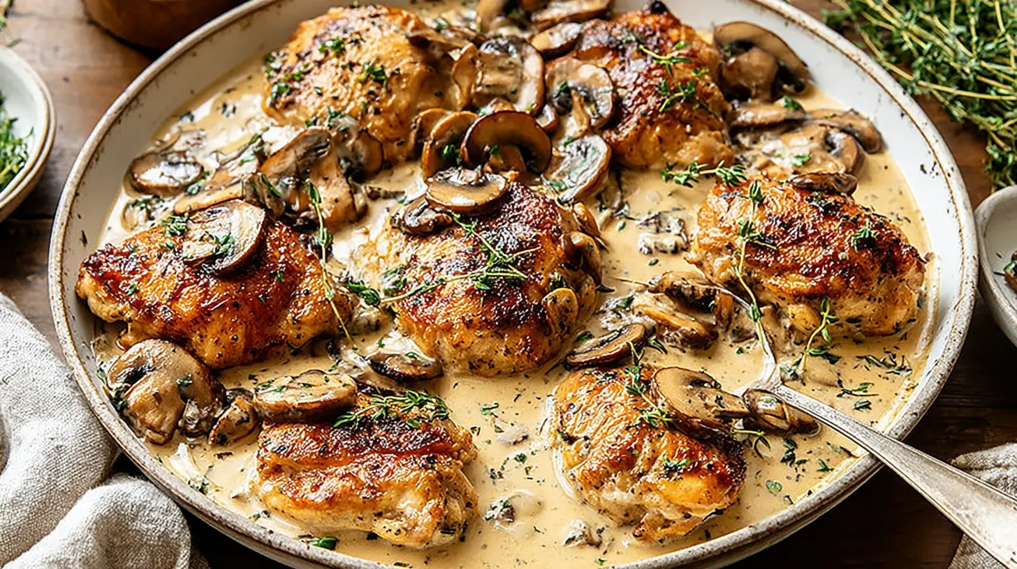 one pot creamy garlic mushroom chicken final presentation