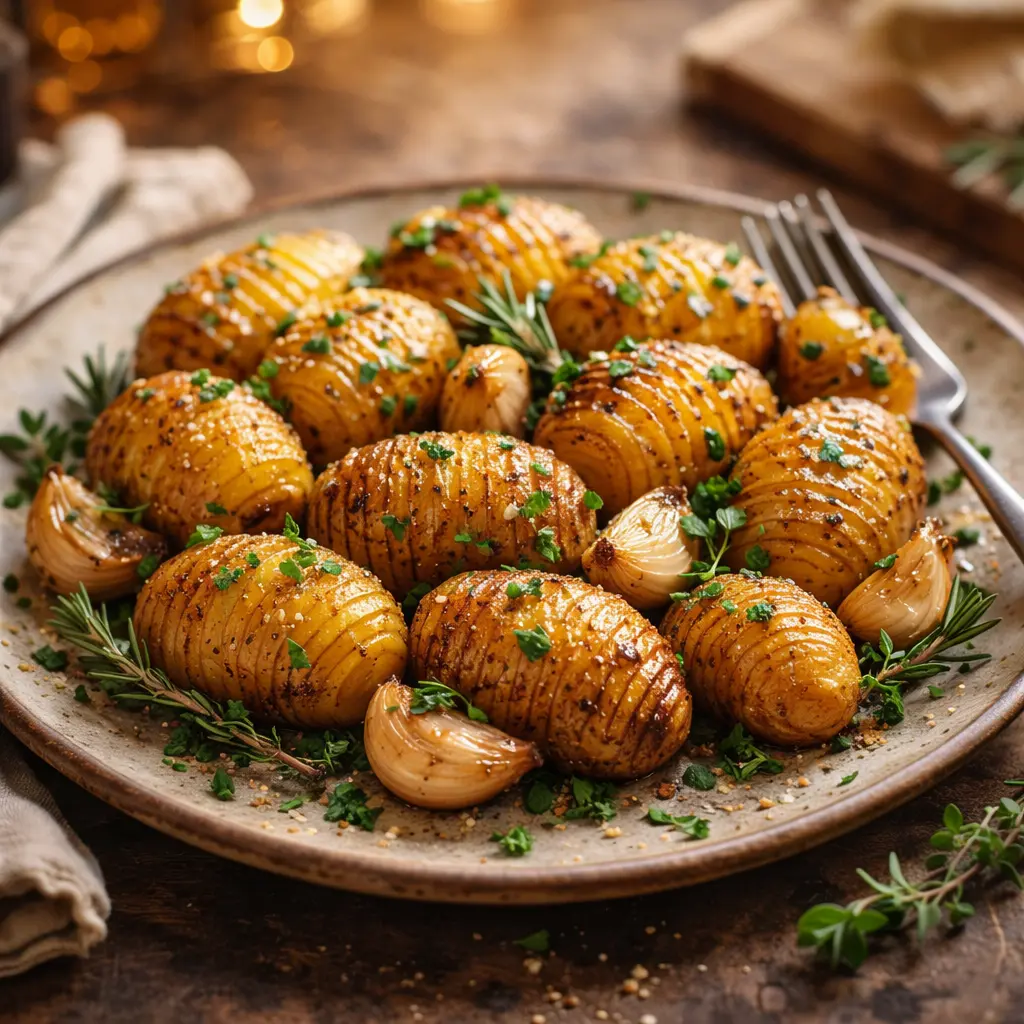 roasted garlic potatoes cast iron final presentation