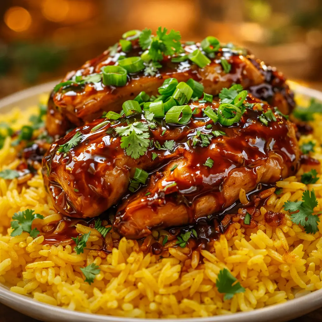 Amazing Love: Soy ginger marinated chicken thighs with Saffron rice.