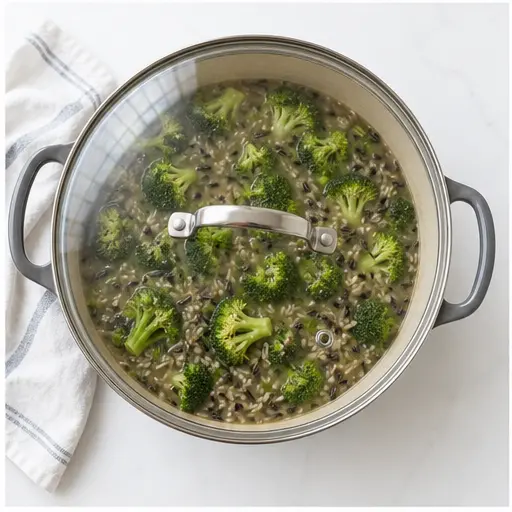 Step 3: Adding broccoli to the pot
