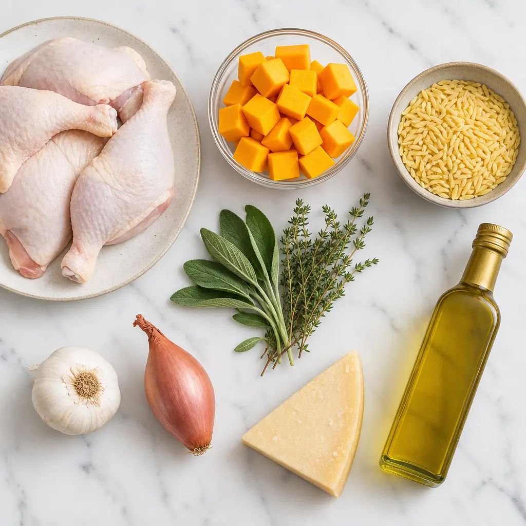 chicken butternut squash orzo - main ingredients