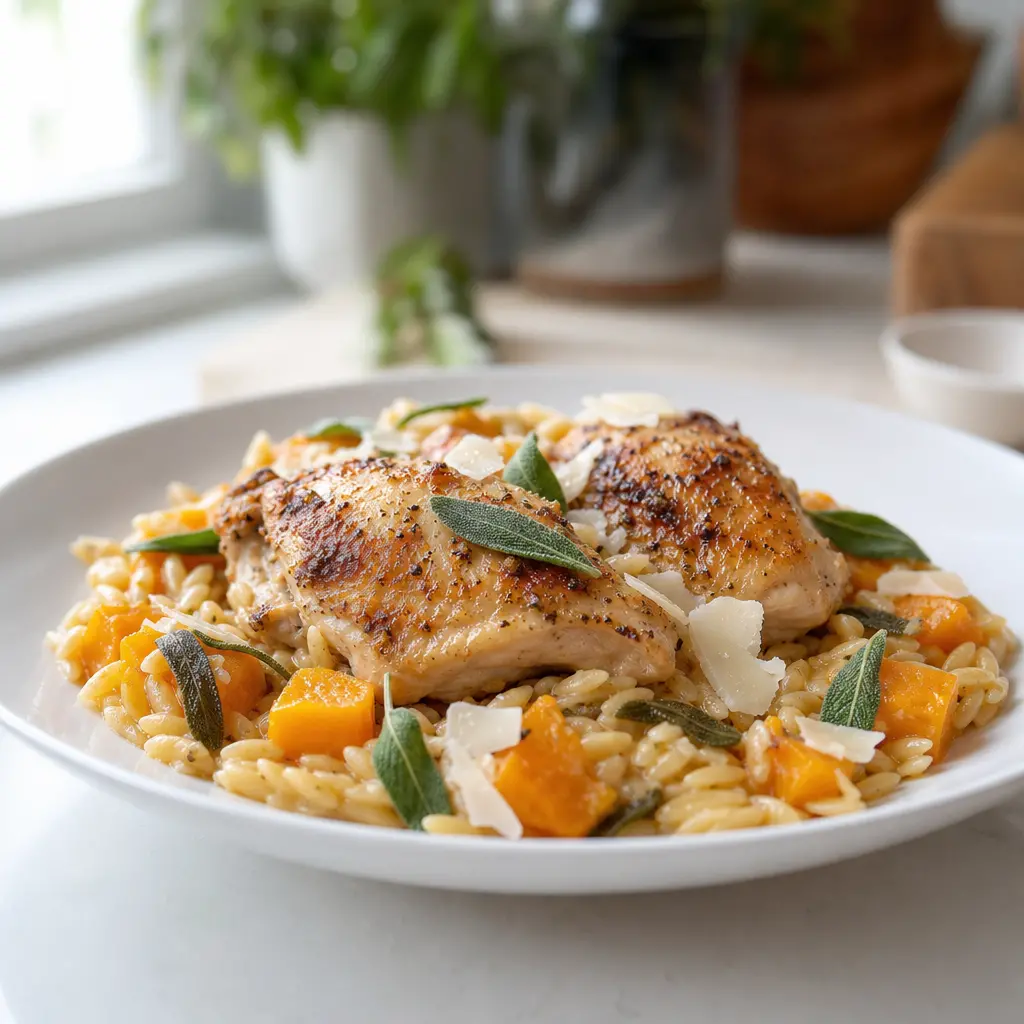 chicken butternut squash orzo - final presentation