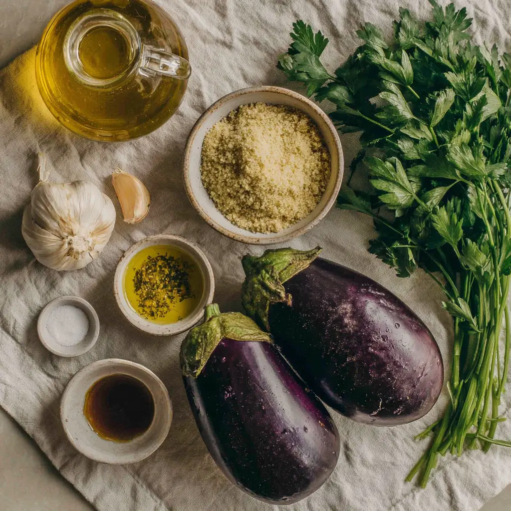 greek roasted eggplant dip melitzanosalata - main ingredients