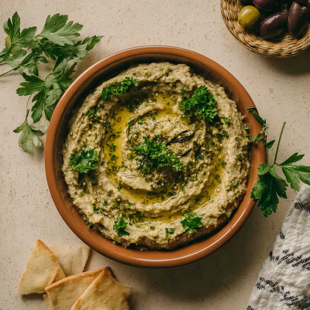 greek roasted eggplant dip melitzanosalata - final presentation