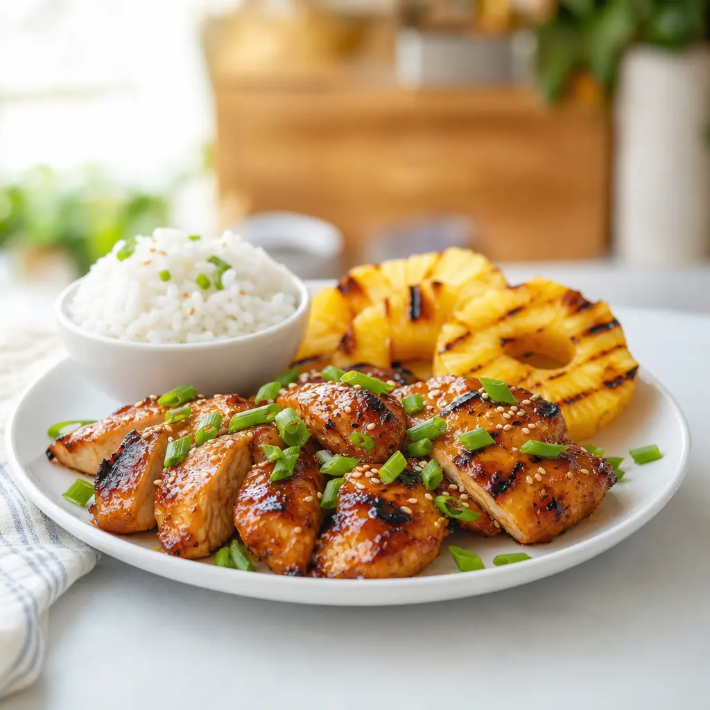 hawaiian teriyaki chicken - final presentation