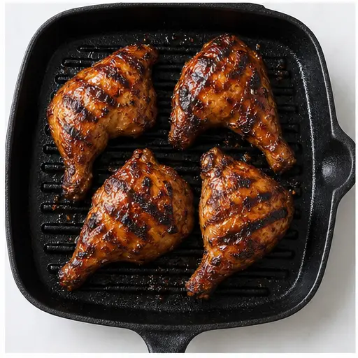 Step 3: Grilling chicken on hot grill pan