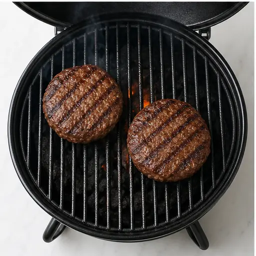 Step 3: Searing patties on hot gas grill