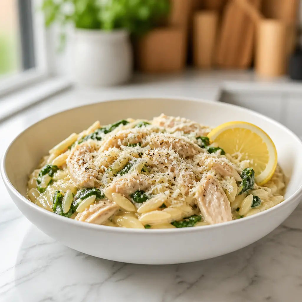 lemon chicken orzo - final presentation