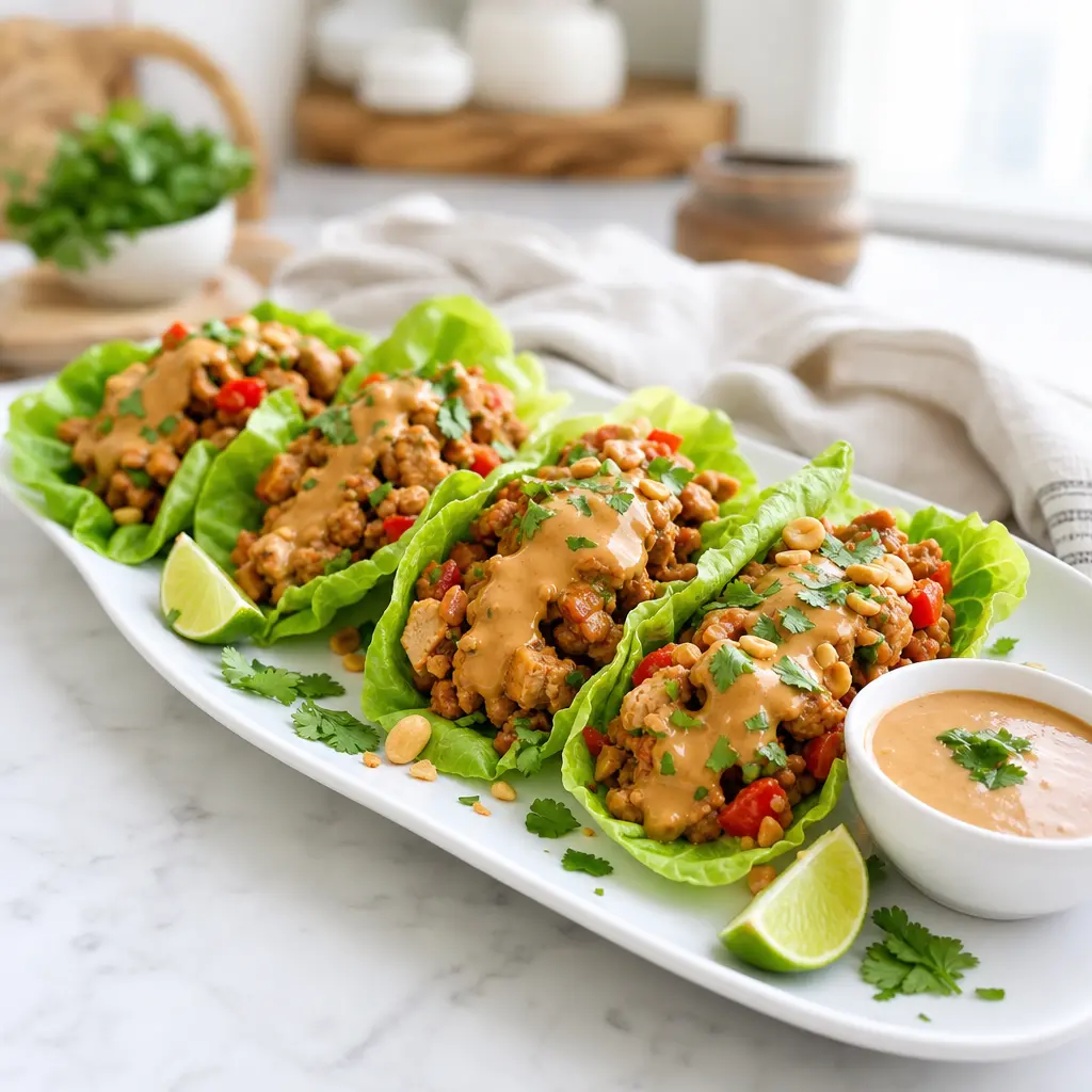 peanut chicken lettuce wraps - final presentation