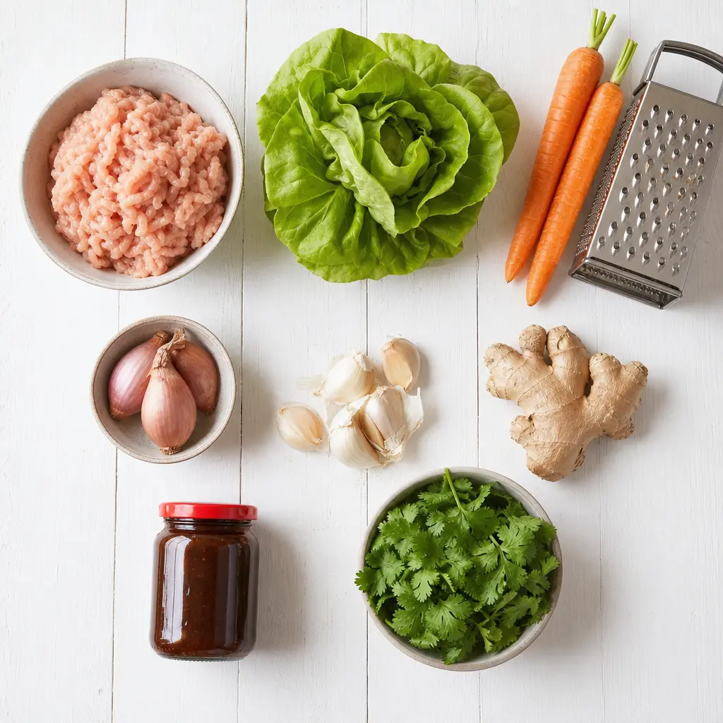 peanut chicken lettuce wraps - main ingredients