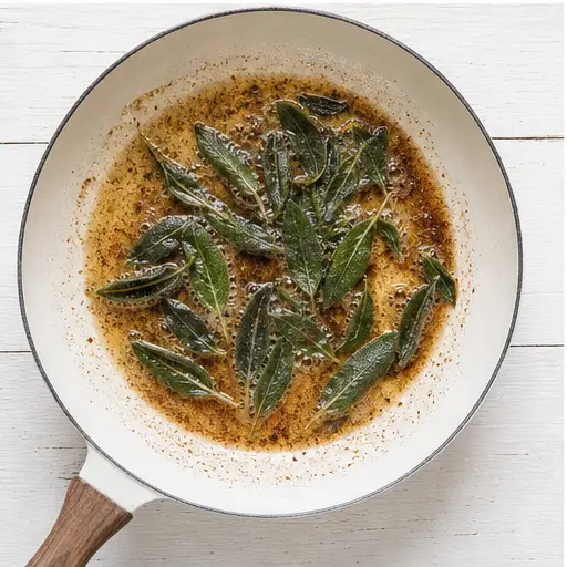 Step 3: Crisp fresh sage leaves in the brown butter