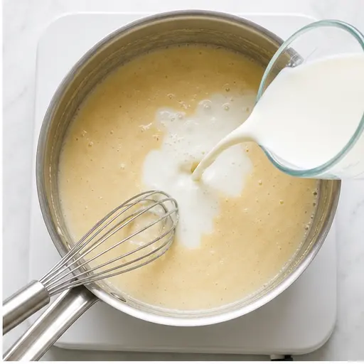 Step 2: Adding milk and cream