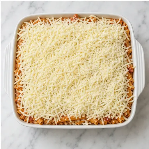 Step 4: Topping with mozzarella and parmesan before baking