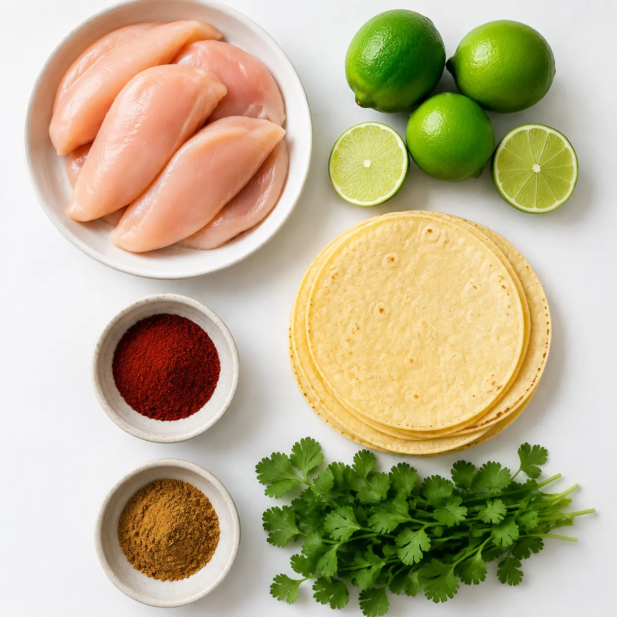 chicken street tacos - main ingredients