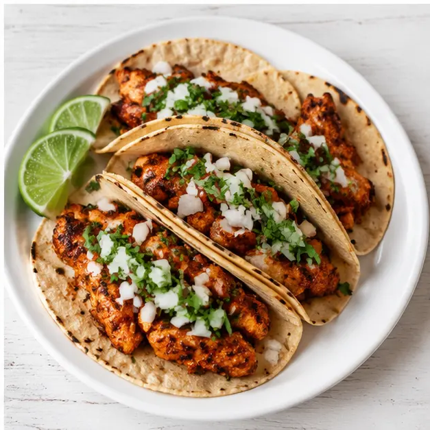 Step 4: Assemble tacos with onion and cilantro