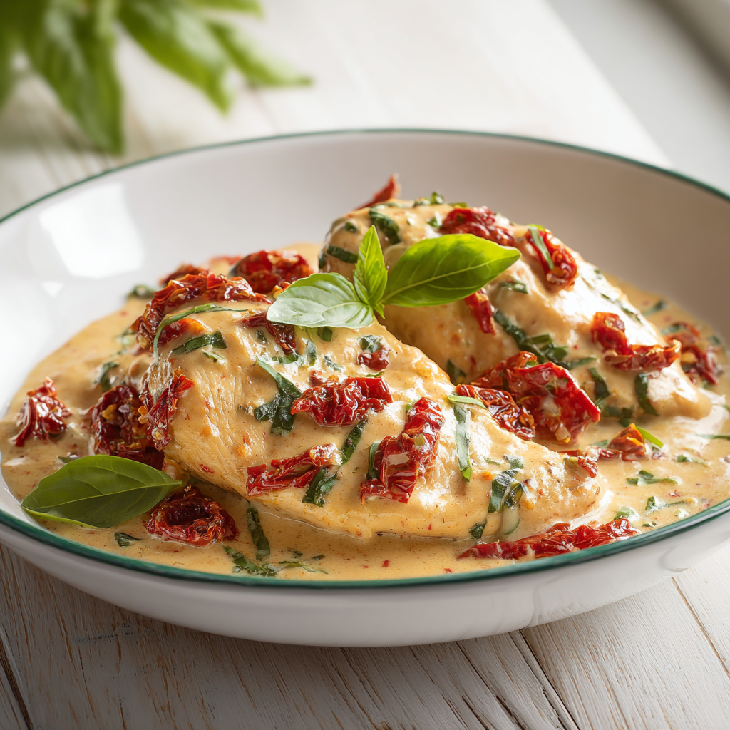 creamy sun dried tomato chicken - final presentation