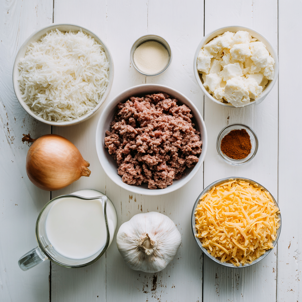 easy ground beef recipes - main ingredients for casserole