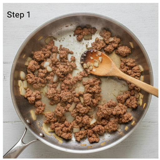 easy ground beef recipes - step 1 browning ground beef