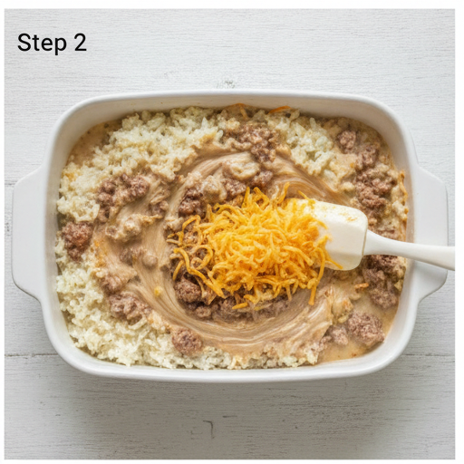 easy ground beef recipes - step 2 mixing casserole ingredients