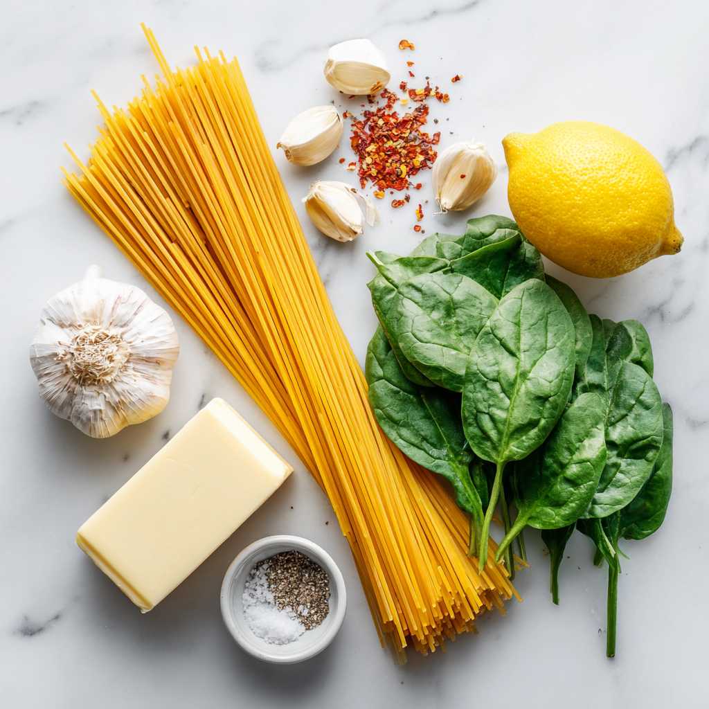 frozen lemon pasta recipe - main ingredients