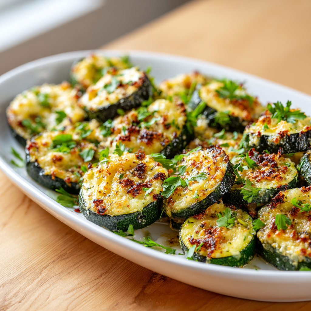 garlic parmesan roasted zucchini - final presentation