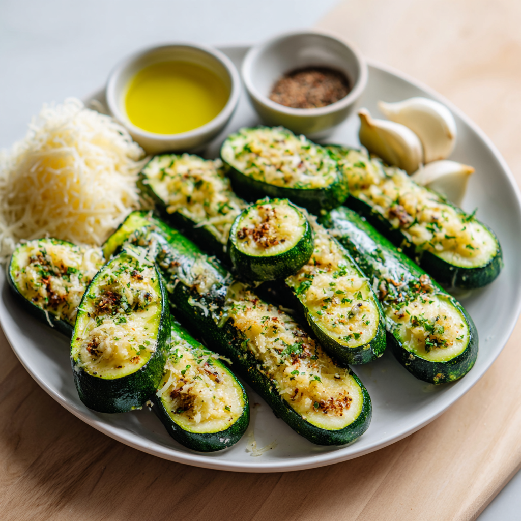 garlic parmesan roasted zucchini - main ingredients
